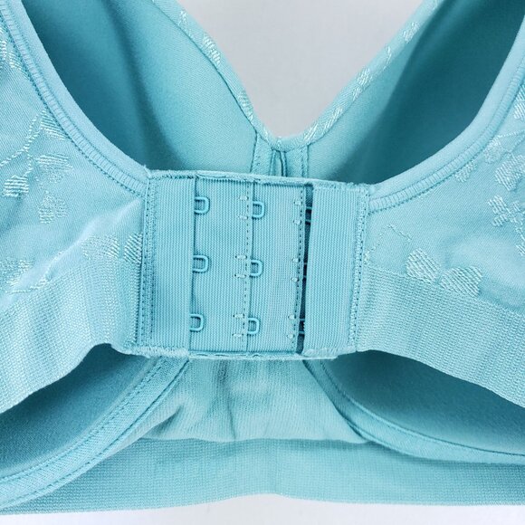 Bali Comfort Revolution Wirefree Bra 3XL Aqua With Floral Design Adjustable - Picture 2 of 6